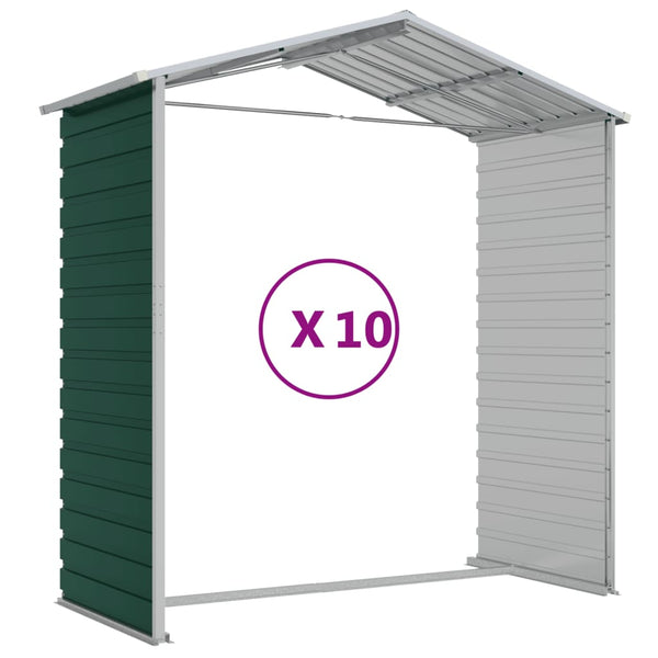 vidaXL Garden Shed Green 191x895x198 cm Galvanized Steel