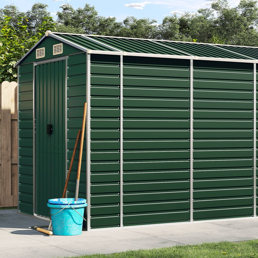vidaXL Garden Shed Green 191x895x198 cm Galvanized Steel