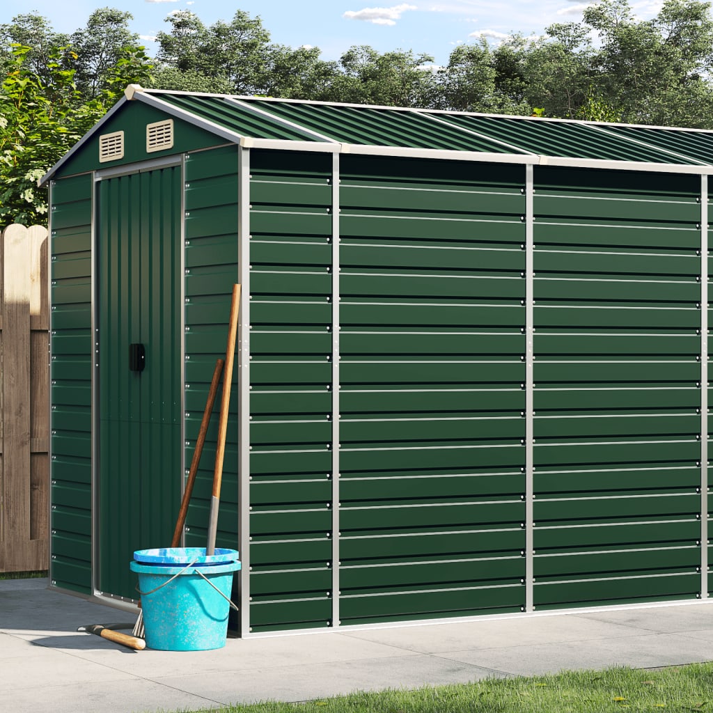 vidaXL Garden Shed Green 191x895x198 cm Galvanized Steel