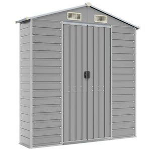 vidaXL Garden Shed Light Gray 191 x 215 x 198 cm Galvanized Steel