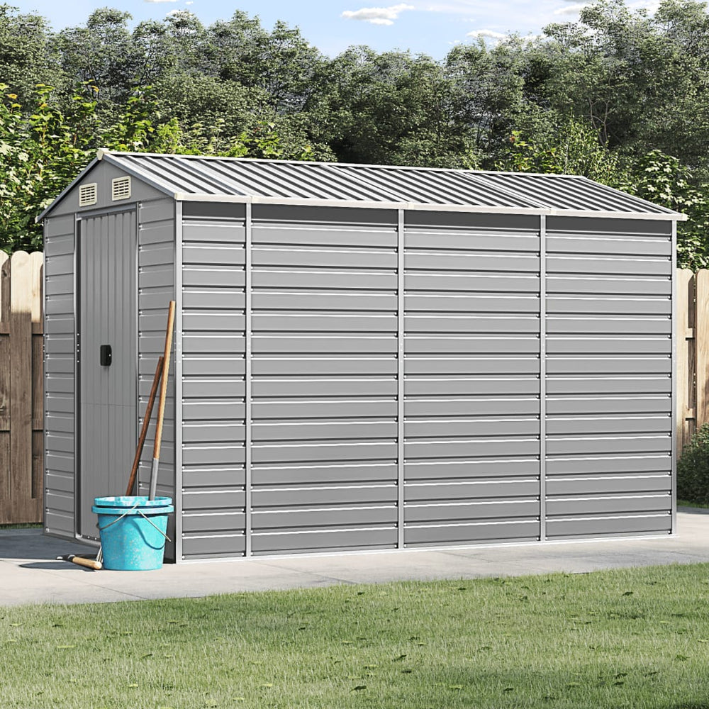 vidaXL Garden Shed Light Gray 191 x 300 x 198 cm Galvanized Steel