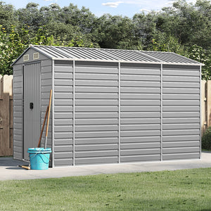 vidaXL Garden Shed Light Gray 191 x 300 x 198 cm Galvanized Steel