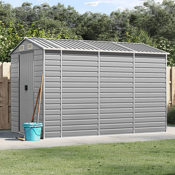 vidaXL Garden Shed Light Gray 191 x 300 x 198 cm Galvanized Steel