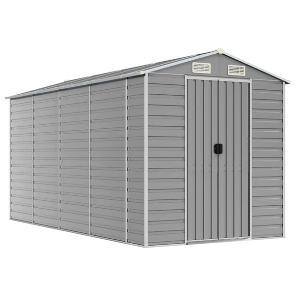vidaXL Garden Shed Light Gray 191x385x198 cm Galvanized Steel