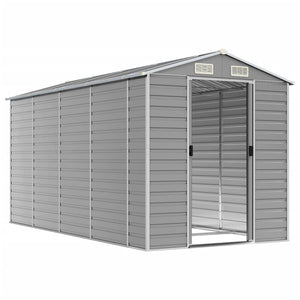 vidaXL Garden Shed Light Gray 191x385x198 cm Galvanized Steel