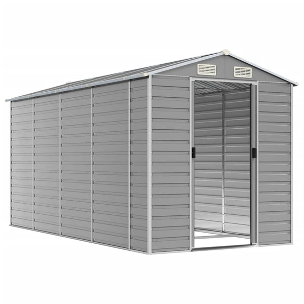 vidaXL Garden Shed Light Gray 191x385x198 cm Galvanized Steel