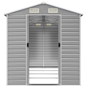 vidaXL Garden Shed Light Gray 191x385x198 cm Galvanized Steel