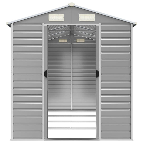 vidaXL Garden Shed Light Gray 191x385x198 cm Galvanized Steel