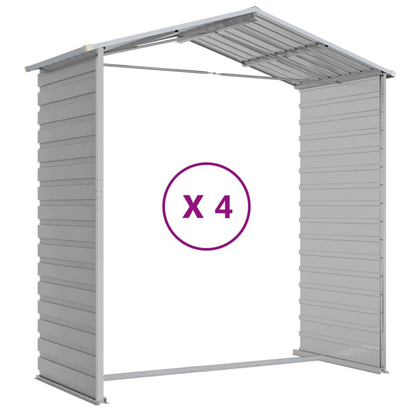 vidaXL Garden Shed Light Gray 191x385x198 cm Galvanized Steel