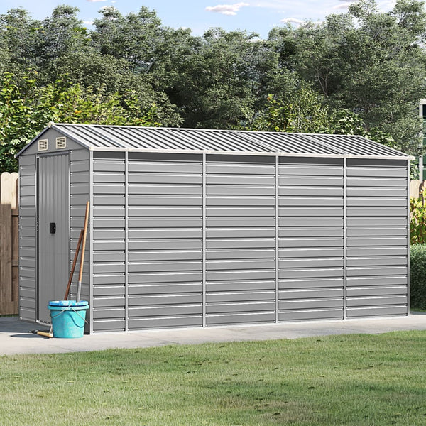 vidaXL Garden Shed Light Gray 191x385x198 cm Galvanized Steel