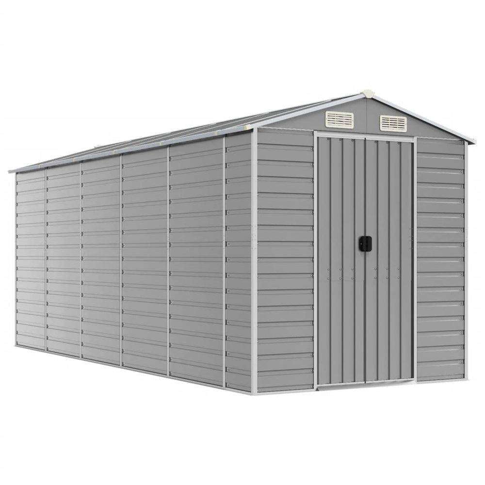 vidaXL Garden Shed Light Grey 191 x 470 x 198 cm Galvanized Steel