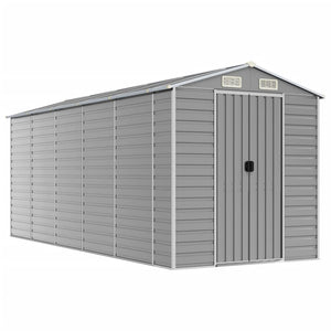 vidaXL Garden Shed Light Grey 191 x 470 x 198 cm Galvanized Steel