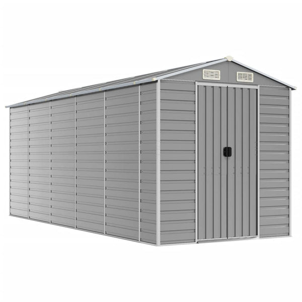 vidaXL Garden Shed Light Grey 191 x 470 x 198 cm Galvanized Steel