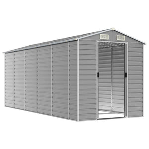 vidaXL Garden Shed Light Grey 191 x 470 x 198 cm Galvanized Steel