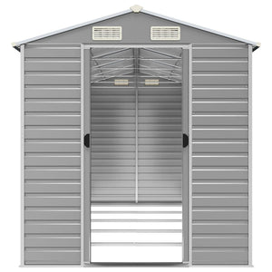 vidaXL Garden Shed Light Grey 191 x 470 x 198 cm Galvanized Steel