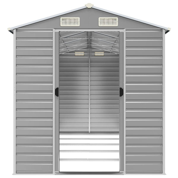 vidaXL Garden Shed Light Grey 191 x 470 x 198 cm Galvanized Steel