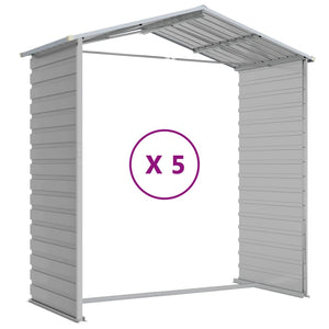 vidaXL Garden Shed Light Grey 191 x 470 x 198 cm Galvanized Steel
