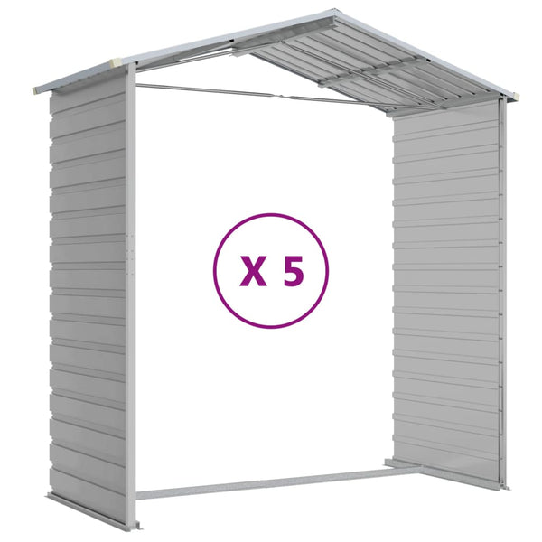 vidaXL Garden Shed Light Grey 191 x 470 x 198 cm Galvanized Steel
