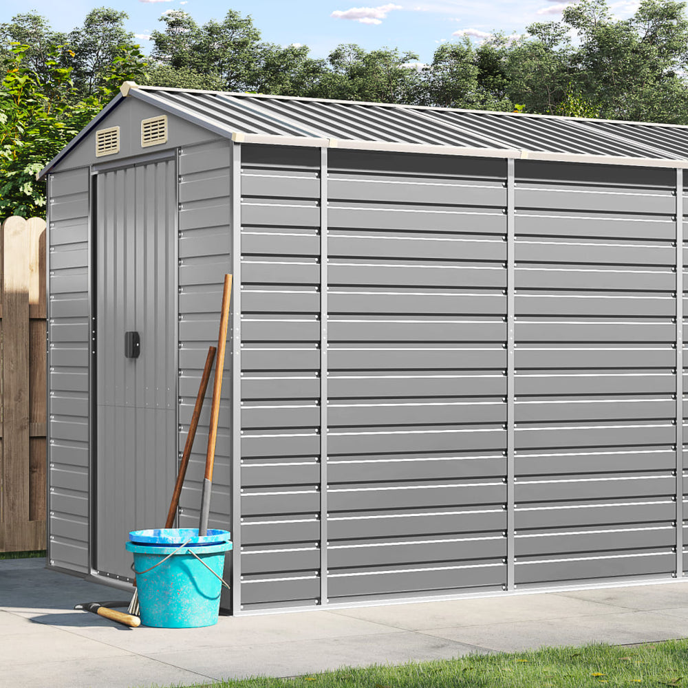 vidaXL Garden Shed Light Grey 191 x 470 x 198 cm Galvanized Steel