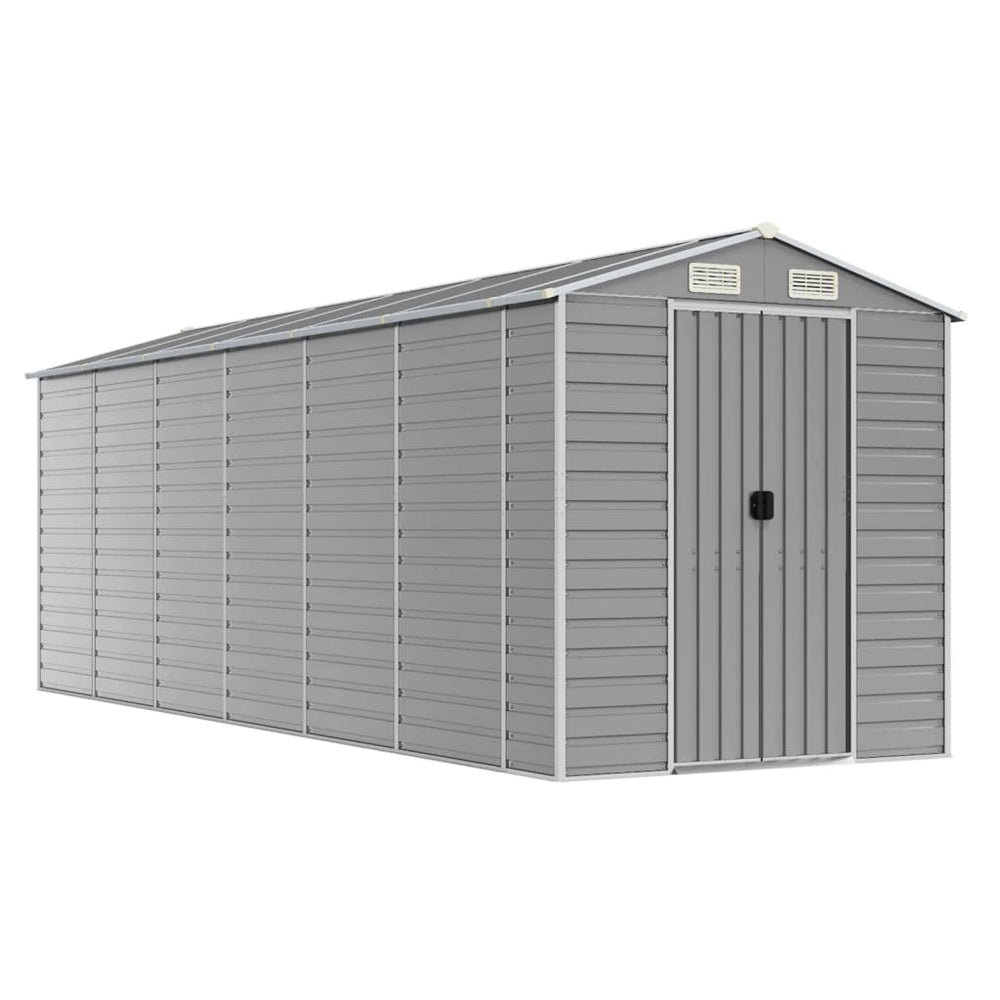 vidaXL Garden Shed Light Gray 191 x 555 x 198 cm Galvanized Steel