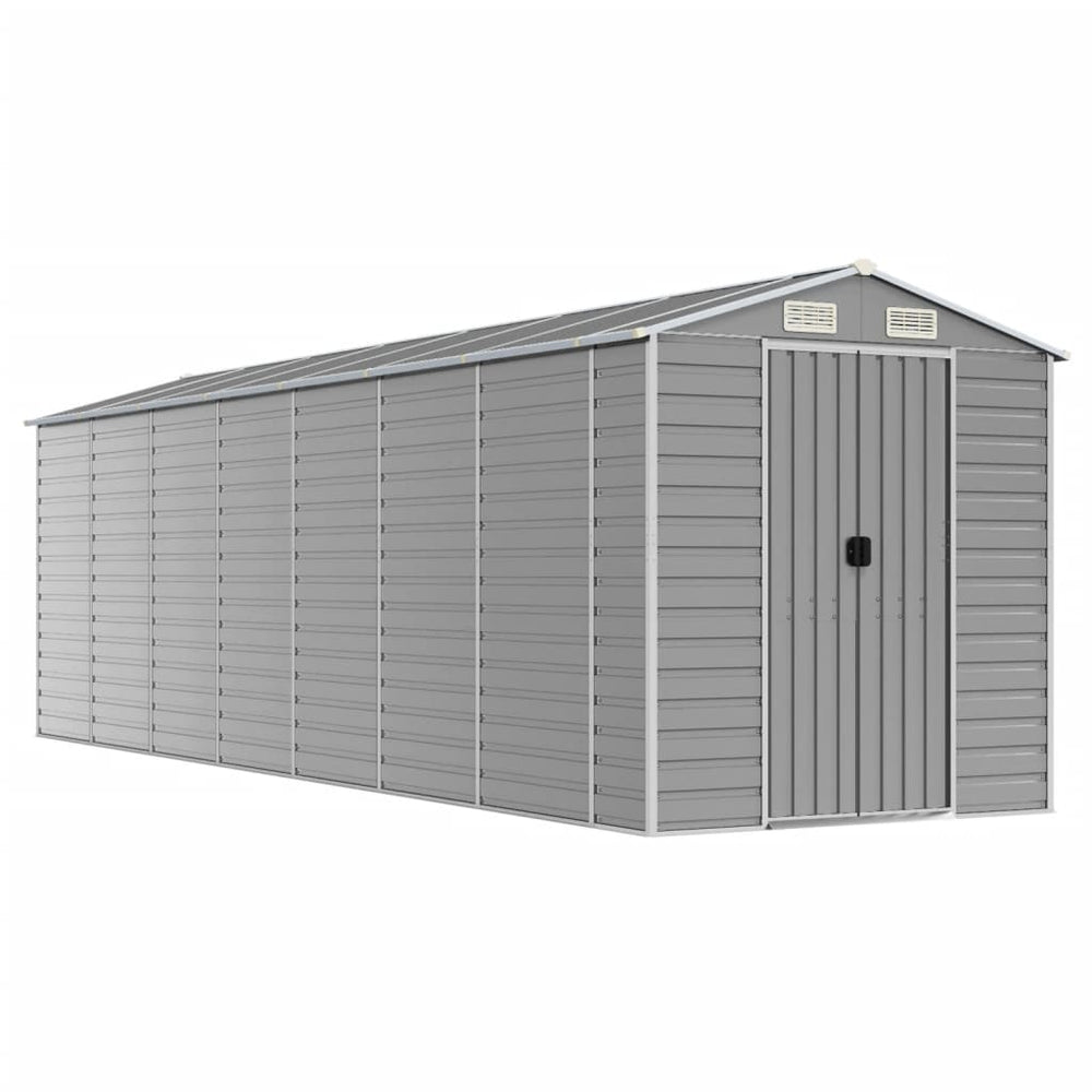 vidaXL Garden Shed Light Grey 191 x 640 x 198 cm Galvanized Steel