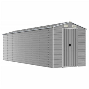 vidaXL Garden Shed Light Grey 191 x 640 x 198 cm Galvanized Steel