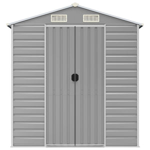 vidaXL Garden Shed Light Grey 191 x 640 x 198 cm Galvanized Steel