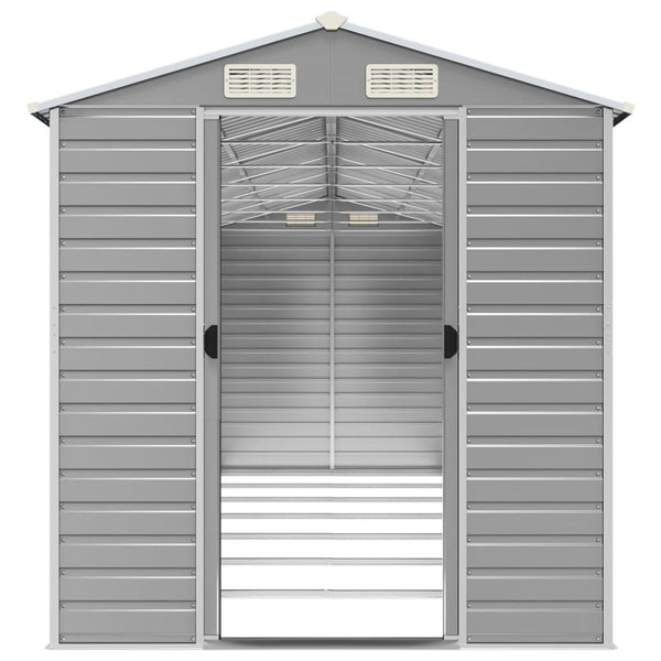 vidaXL Garden Shed Light Grey 191 x 640 x 198 cm Galvanized Steel