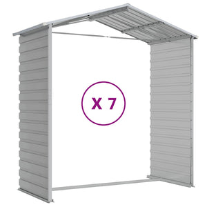 vidaXL Garden Shed Light Grey 191 x 640 x 198 cm Galvanized Steel