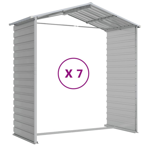 vidaXL Garden Shed Light Grey 191 x 640 x 198 cm Galvanized Steel