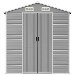 vidaXL Garden Shed Light Grey 191x725x198 cm Galvanized Steel
