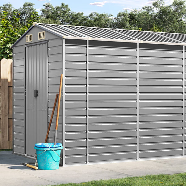 vidaXL Garden Shed Light Grey 191x725x198 cm Galvanized Steel