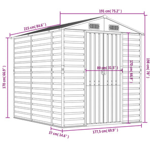 vidaXL Tool Shed Anthracite 191x215x198 cm Galvanized Steel