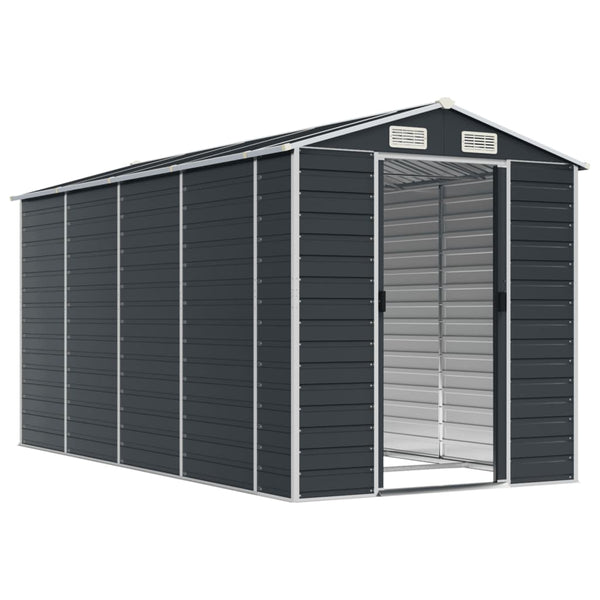vidaXL Garden Shed Anthracite 191x385x198 cm Galvanised Steel