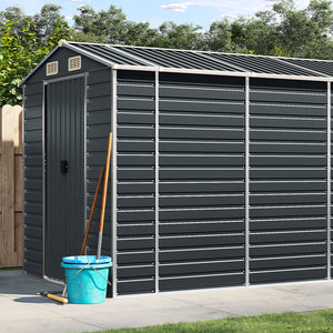vidaXL Garden Shed Anthracite 191x470x198 cm Galvanized Steel