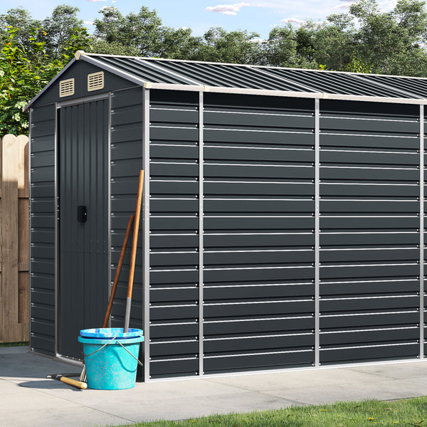vidaXL Garden Shed Anthracite 191x470x198 cm Galvanized Steel