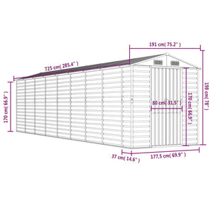 vidaXL Garden Shed Anthracite 191x725x198 cm Galvanized Steel