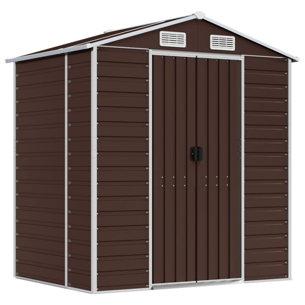 vidaXL Garden Shed Brown 191x130x198 cm Galvanized Steel
