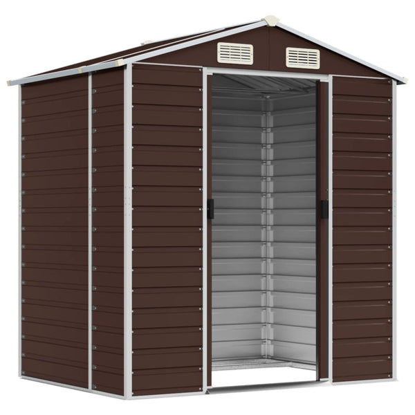 vidaXL Garden Shed Brown 191x130x198 cm Galvanized Steel