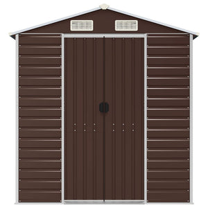 vidaXL Garden Shed Brown 191x130x198 cm Galvanized Steel