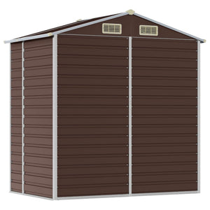 vidaXL Garden Shed Brown 191x130x198 cm Galvanized Steel