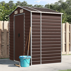 vidaXL Garden Shed Brown 191x130x198 cm Galvanized Steel