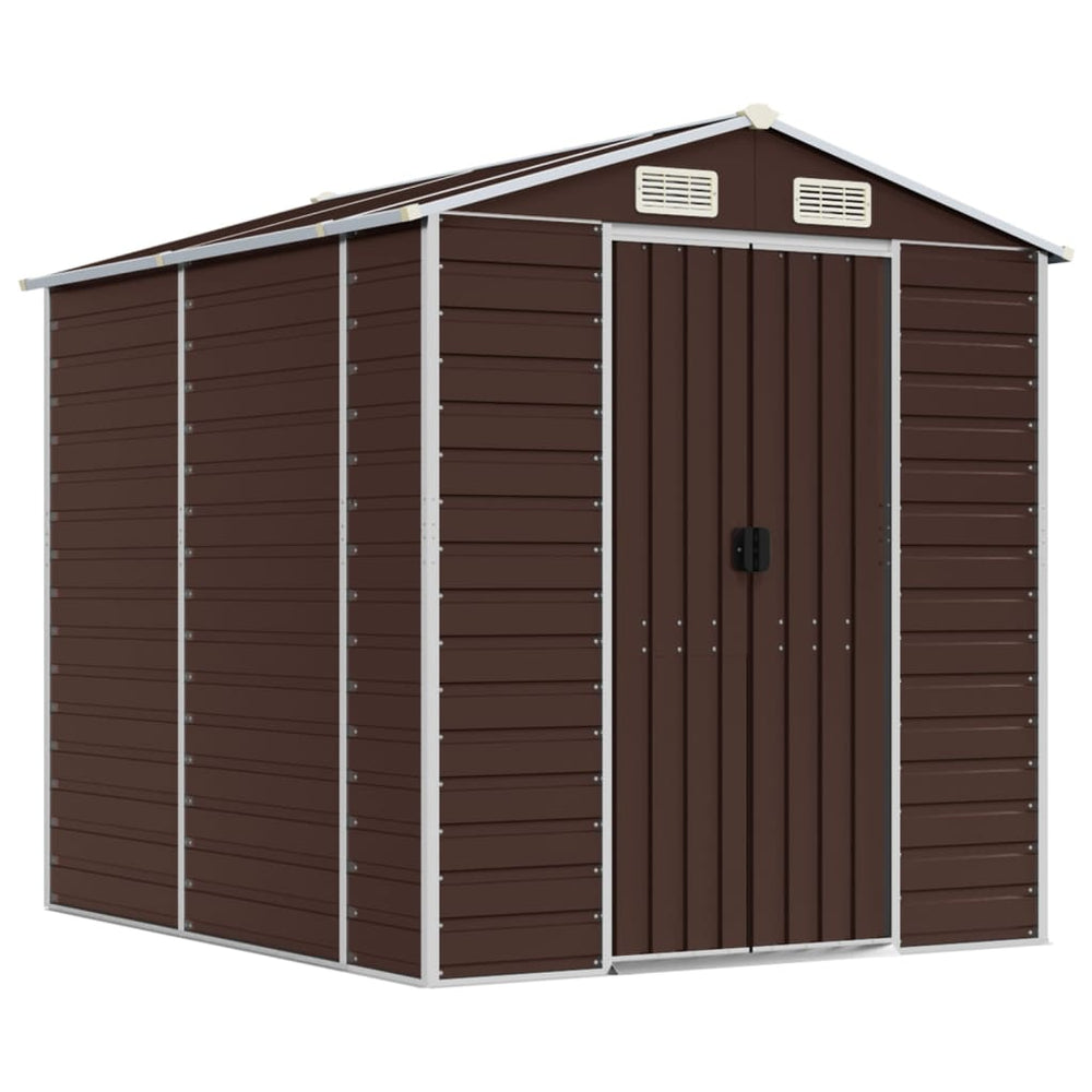 vidaXL Garden Shed Brown 191 x 215 x 198 cm Galvanized Steel