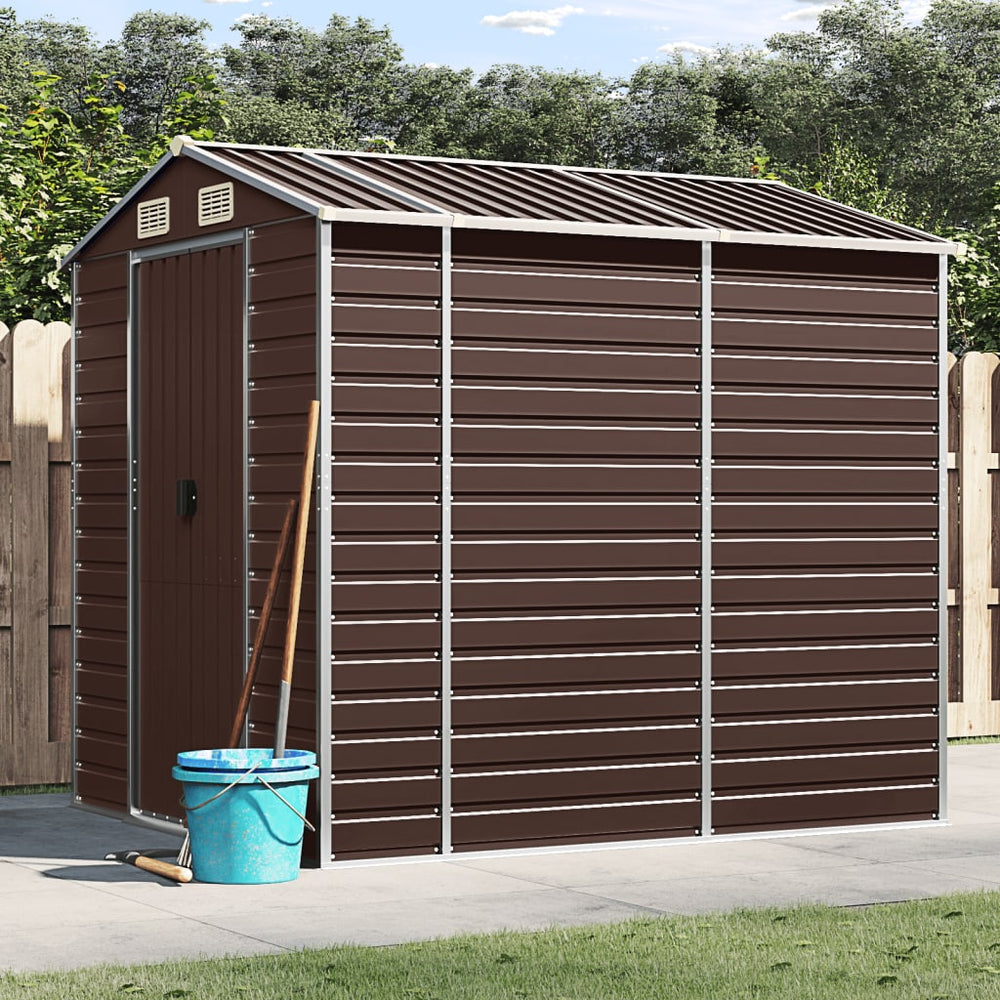 vidaXL Garden Shed Brown 191 x 215 x 198 cm Galvanized Steel