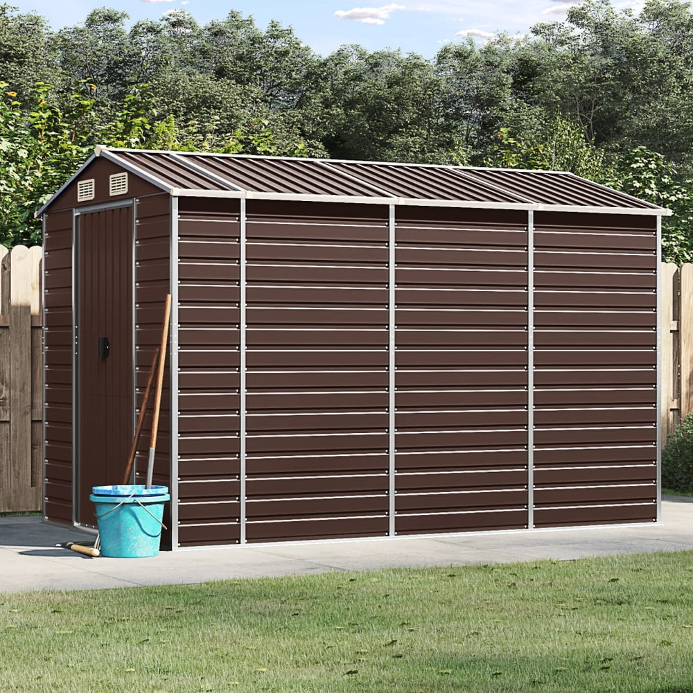 vidaXL Garden Shed Brown 191 x 300 x 198 cm Galvanized Steel