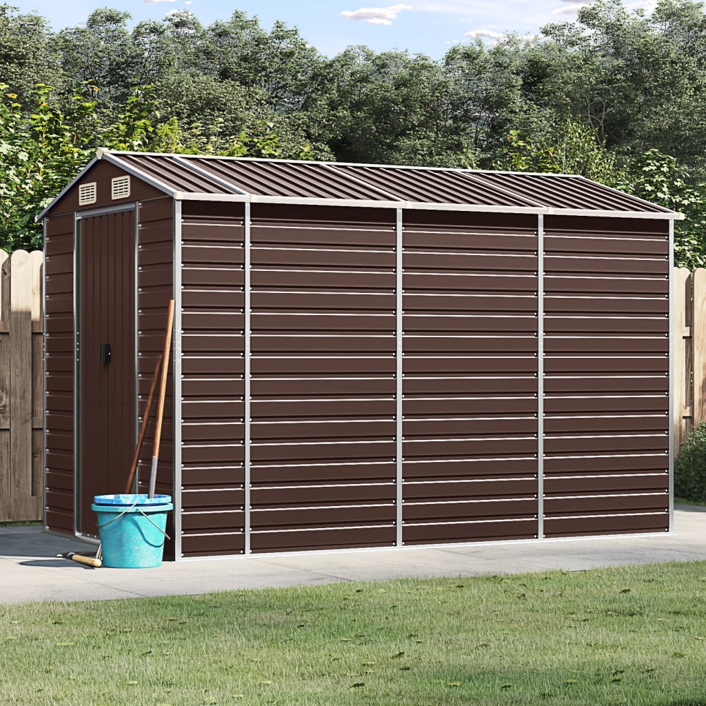 vidaXL Garden Shed Brown 191 x 300 x 198 cm Galvanized Steel