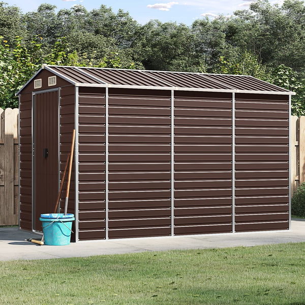 vidaXL Garden Shed Brown 191 x 300 x 198 cm Galvanized Steel