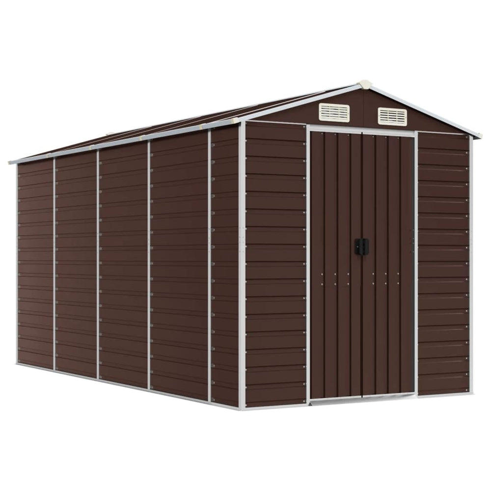 vidaXL Garden Shed Brown 191x385x198 cm Galvanized Steel