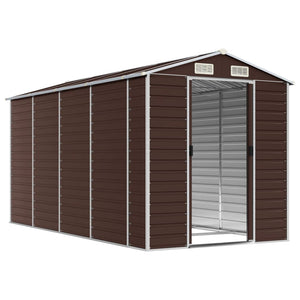 vidaXL Garden Shed Brown 191x385x198 cm Galvanized Steel