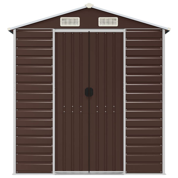 vidaXL Garden Shed Brown 191x385x198 cm Galvanized Steel